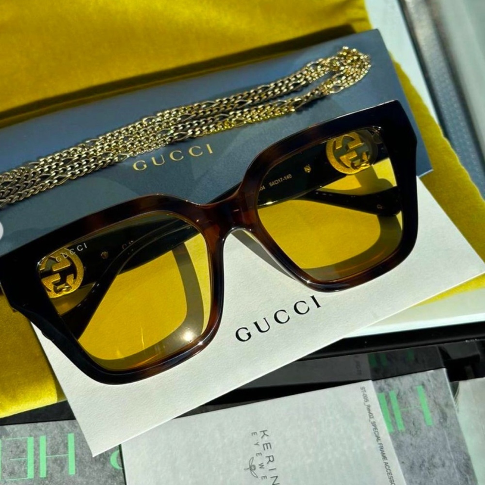 NWT Gucci GG1023S-004 Chain Havana Square 54mm Sunglasses - Picture 14 of 14